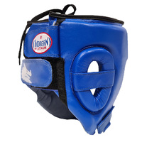 MORGAN PLATINUM OPEN FACE LEATHER  HEAD GUARD [Medium Blue]